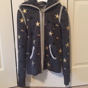 A/X Armani Exchange Star Pattern Hoodie - Dark Gray and Gold